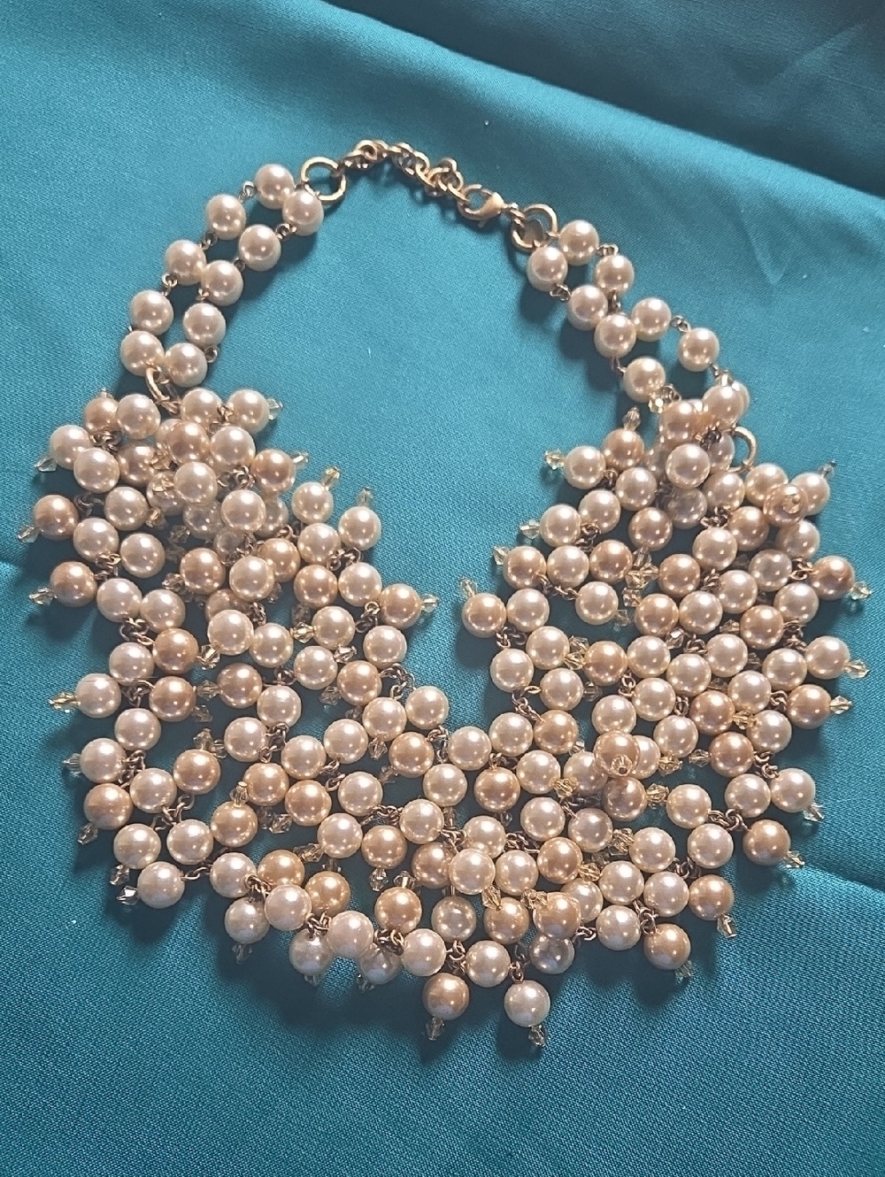 Stella & Dot Cream Pearl Cluster Necklace with Gold Accents